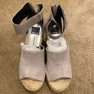 Women’s Straw Suede Platform Wedge Espadrille Sandal